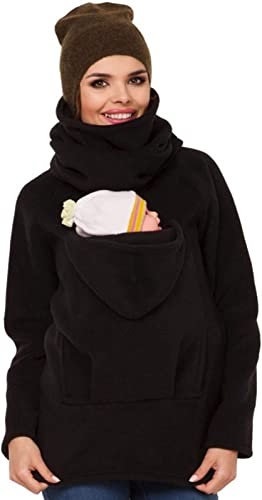 Babytrage Jacke Damen Mit Abnehmbar 2 In 1 Softshell Tragejacke Für Mama Und Baby Mit Kapuze Langarm Umstandsjacke Warm Tragepullover Für Mutter Und Baby 1,XXL