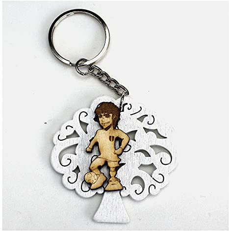 DLM Bomboniere DLM32313 (Kit 12 Pezzi) Portachiavi Ciondolo in Legno Albero della Vita e Calcio Calciatore Partita Football Confettata bomboniera Regalo