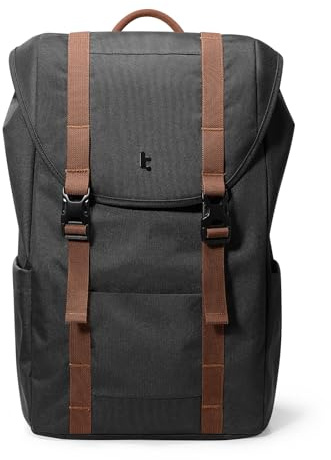 tomtoc 22L Flap Laptop Ryggsäck, Lätt, Vattentålig Vardaglig Dagväska, Svart, 22 L, vintage