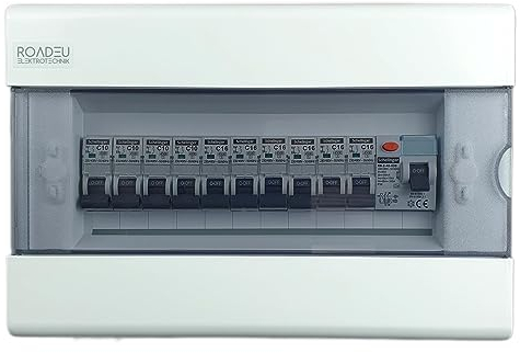 RoadEu - Leitungsschutzschalter - Komplett - Fi Schutzschalter 40A 2P - C 16A Sicherungsautomat und C 10A in einem Aufputz Verteilerkasten - Sicherungskasten Aufputz