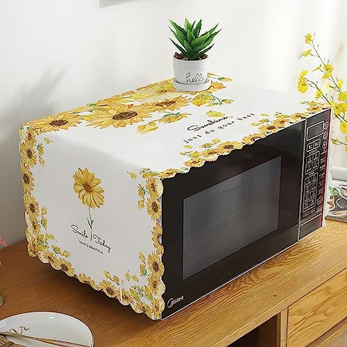 Wolpin Sunflower Blossom Microwave Oven Dust Proof Cover (100 x 35 CM) | Modern Decorative Kitchen Appliance Protector | Durable Fabric, Easy to Clean | Fits Standard Ovens