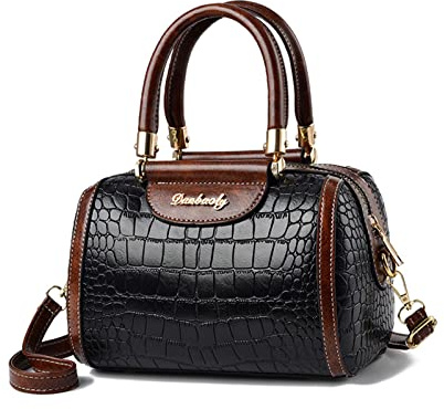 NICOLE & DORIS Handtasche Damen Designer Umhängetasche Mode Schultertaschen PU Leder Satchel Handtasche Krokodil Henkeltasche Clutch Crossbody Tasche Schwarz
