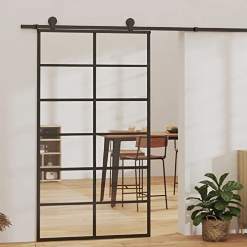 SECOLI Schiebetür Glas Schiebetür Komplettset Glas Glasschiebetür Komplettset Schiebetür Komplettset mit tür glastür Sliding Door Schwebetür-6x2 Raster-102 x 205 cm