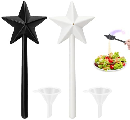 2 stycken trollstav salt- och pepparströare, stjärnformad trollstav salt, trollstav kryddströare, magisk kryddströare, kryddströare, kryddskakare med hål, för kök