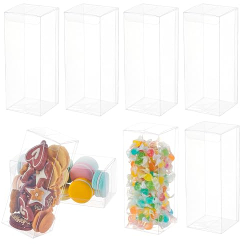 BENECREAT 20 x Geschenk-Organizer Aus PVC-Kunststoff, 7x7x18cm Große Transparente Hochzeitsgeschenkboxen Für Schmuck Speicher Display, Hochzeit, Valentinstag