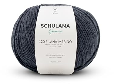 Extrafeine Merinowolle zum Stricken und Häkeln I 100% Schurwolle I 50g/120m Grau (Mittelgrau) I 120 Filana-Merino Garn für Schal, Mütze, Loops, Babykleidung und Accessoires