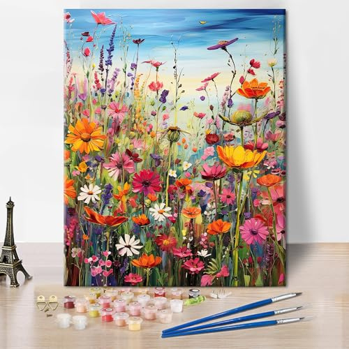 TISHIRON DIY Paint by Numbers for Adults Flowers, Adult Paint by Number Kits Wildflower, Oil Painting by Numbers with Brushes Blooming Plant, Art Crafts for Home 16x20(Frameless)