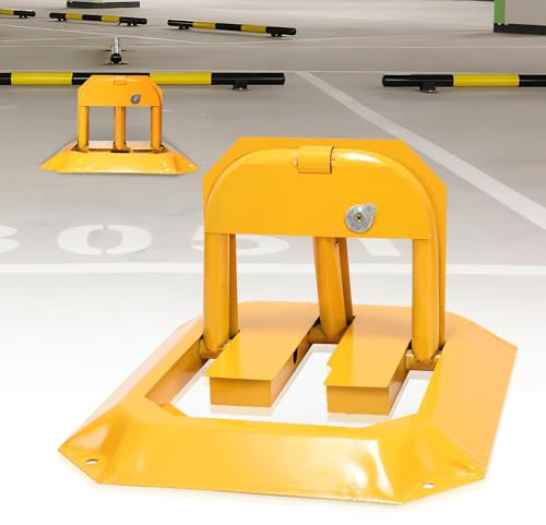 Ikodm 1X Klappbar Parkpfosten, Absperrpfosten mit 3 Schlüssel, Parkplatzsperre, Universal Parkplatzschloss, Parkschranke für Garage, Parkplatz, Einfahrt
