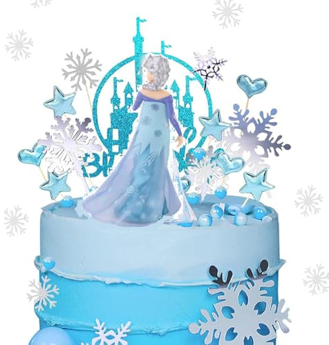 Décorations de Gâteau - Decoration Anniversaire Reine des Neiges Gâteau Décoration Anniversaire Filles Château Cake Topper Fête Fournitures pour Enfants