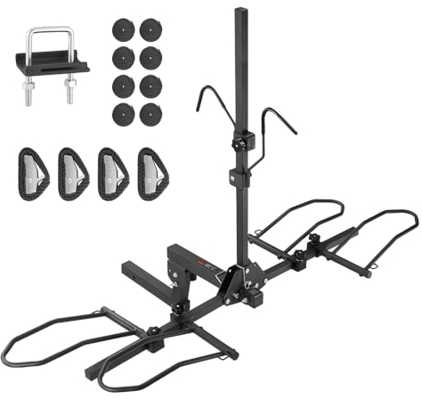 VEVOR Portabici gancio di traino, 2 piattaforme per biciclette, capacità 73 kg, frizione portabici per ricevitore da 50,8 mm, portabici pieghevole per auto, SUV, camion, ecc.