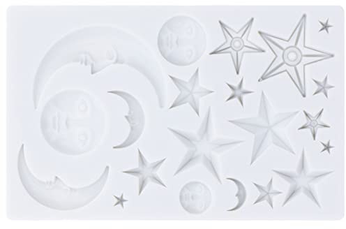 Stampo per fondente in silicone, per il viso di stella e luna, stampi per cioccolato antiaderenti resistenti al calore per la decorazione di torte, amanti del fai da te
