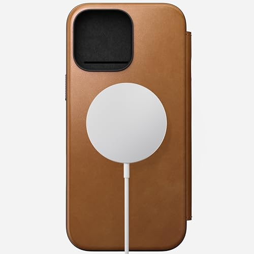 NOMAD Moderne Leder-Folio-Schutzhülle für iPhone 16 Pro Max, englisches Hellbraun-C-Leder
