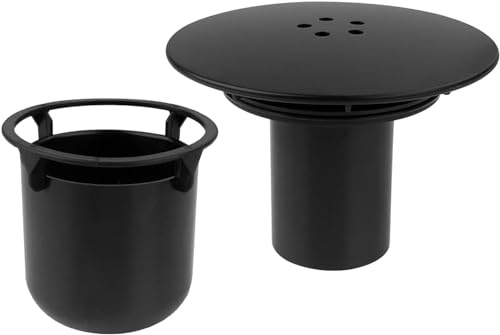Amazleer Bouchon de vidange douche, couvercle de rechange amovible pour siphon de douche, débit rapide, noir, 90 mm (noir)