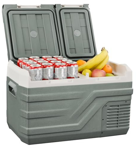 Alpicool Frigorifero Portatile Elettrico 23L, Frigoriferi per Auto 12V /24V DC 100~240 Volt AC Doppia zona Frigo Auto -20℃~20 ℃, Mini Frigo da Campeggio per Camion, Barca, Viaggio, Picnic