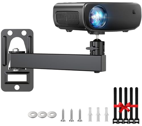 DAWASAPAT - Soporte de montaje para proyector de pared de techo, soporte ajustable para proyector giratorio y inclinable para montaje en pared, soporte para mini proyector con bridas para cables