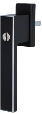 MS Beschläge Design Fenstergriff exklusives Design 45° Rasterung Fensterbeschlag eckig Dreh- Kipp Fensterolive Aluminium Schwarz (eloxiert - gefräst, Schlüssel)