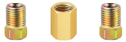 ZBIianxer 3/8-24 Rosca de Freno Tubería de Freno Racor Tubo de Freno Conector de Tubo de Freno de Cobre Pieza de Coche 1 Conector 2 Tuercas