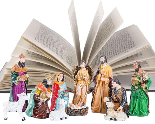 Juego de figuritas para belén de resina - Juego para belén de Navidad | Decoración de la estatua del Belén de Navidad - Decoración coleccionable multiusos para dormitorio | Sala de estudio tienda