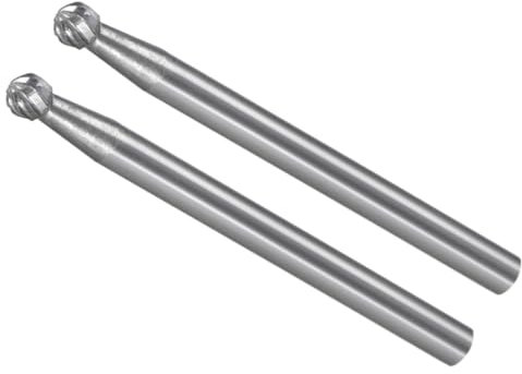 CoCud Tungsten Carbide Rotary Burrs File, 1/8 Shank 1/8 Dia, Single Cut Ball Shape Rotary Burrs Tool - (Applications: for Metal Carving), 2-Pieces