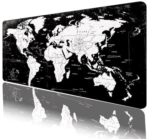 Mouse Mat Black Mouse Pad Map Desk Mat Large 1200 x 600 x 5 mm XXL Gaming Mouse Pad Stitched Edges, Mousepad Non Slip Rubber Base, Extra Large Washable Keyboard Mat for Desk Office Decor Gifts H-834