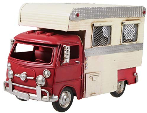 Wohnmobil rot aus Metall 26 cm mit Spardose Camper Auto Oldtimer Nostalgie Wohnwagen Camping Caravan Sparbüchse