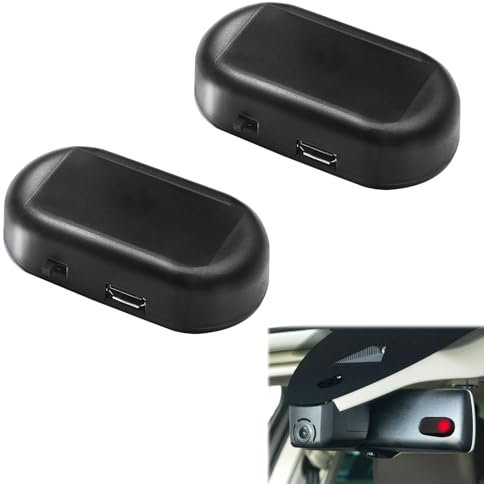 2 unidades de alarma para coche, sistema de alarma para coche, alarma de energía solar, herramienta de interferencia molecular electromagnética, luz antirrobo, sistema de alarma falso para sistema de