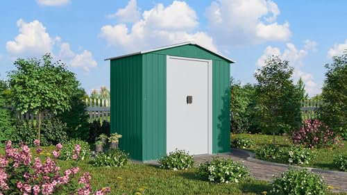 Pergart Gerätehaus Köln II 64, grün, 1,73 m² | Wetterfestes & stabiles Gartenhaus | Geräteschuppen aus verzinktem Stahlblech | Metallgerätehaus zur Aufbewahrung von Werkzeug