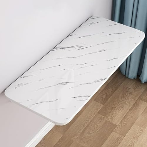 YFQYRB Tavolo Pieghevole A Parete in Legno Versatile Tavolo da Pranzo Pieghevole 100x50cm Tavolino Porta PC da Parete Galleggiante Tavolo Pieghevole A Muro(White Stone,60x30cm/24x12in)