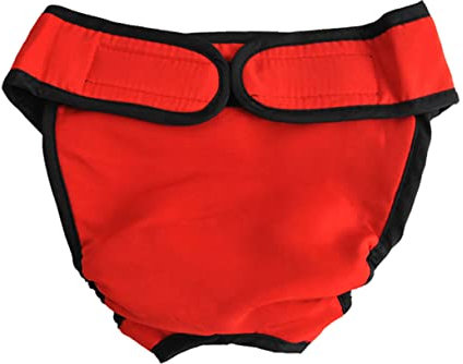 Yardwe 2stücke Elastische Hunde-welpen-höschenwindeln Mit Klettband Und Spitze in Rot Und Schwarz Waschbare Windelhülle Für Hündinnen