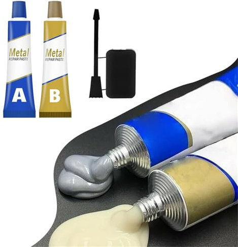 Metal Cast Iron Repair Paste Set, Permanent Metal Repair Paste Set, High Temperature Adhesive AB Glue,Industrial Heat Resistance Cold Weld Paste, Miracle Welding Glue for MetalPlastic, Wood (1 Set)