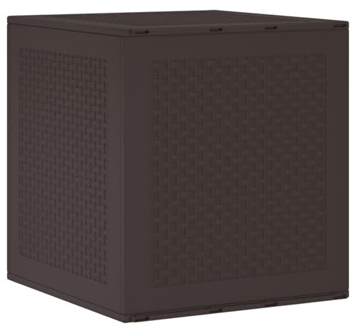 vidaXL Boîte de Rangement de Jardin Marron 55 x 53 x 57 cm, Jardin et Terrasse, Solution de Rangement Moderne, Organisateur rectangulaire, Boîte extérieure étanche