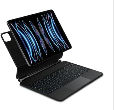 GAOJIE Tastiera per iPad Air 11 M2&M3/Air 5/Air 4/Pro 11 Generation 2018-2025, Supporto Magnetico, Trackpad Muti-Touch, Retroilluminazione a 7 Colori, Layout italiano-Nero