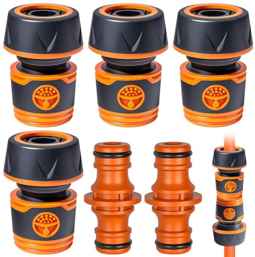 4 Piezas Conexión de Manguera de Jardín 3/4,Conector rápido manguera 19 mm,con 2 Acoplamiento,Conector de Manguera Rapido para extensión de manguera y conexión de manguera
