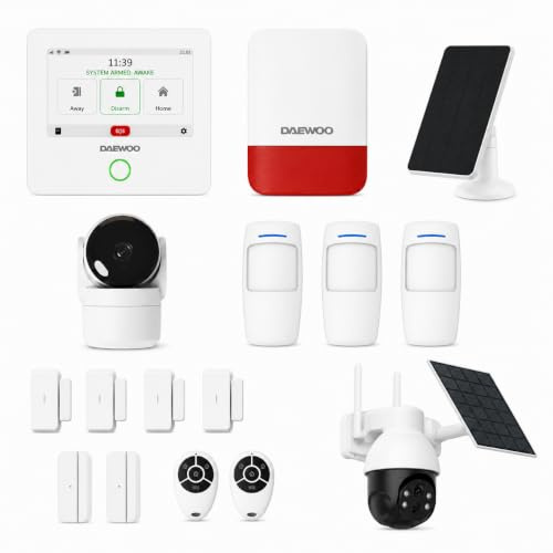 Daewoo - Allarme connesso WiFi/GSM Touch da 4,3 AM502, sistema wireless e senza abbonamento, compatibile con animali, sensori inclusi + telecamera di sorveglianza Full HD, applicazione mobile inclusa