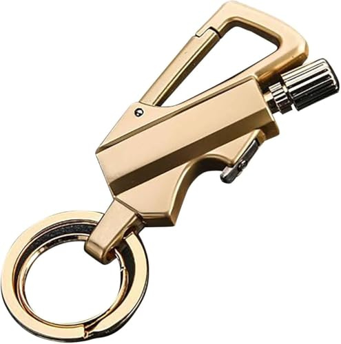 Permanent Match Infinity Lighter,Metal Matches Keychain with Multitool Bottle Opener, Reusable Matchstick Strike Lighter, Windproof Survival Camping Gear (1, Gold)