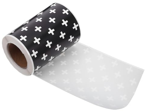 WEKADRIN Bordi per Bacheche in Bianco e Nero Motivo a Croce Adesivi Autoadesivi Smerlati da 76 CM X 10 M Strisce Decorative per Lavagne e Poster per Aule Uffici e Decorazioni Murali