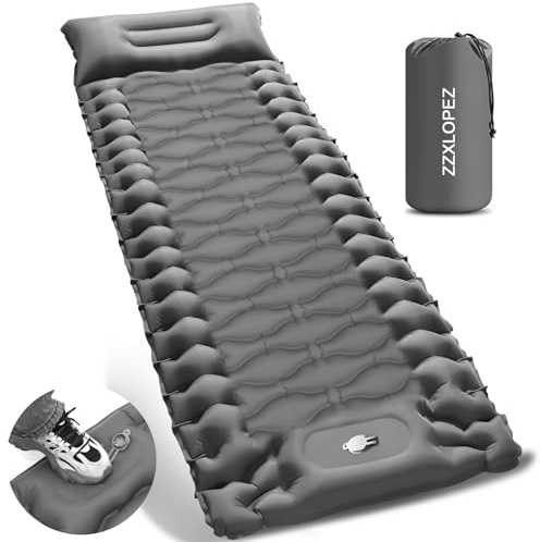 ZZXLOPEZ Materassino Campeggio Autogonfiante, Materassino da Campeggio, Portatile Materassino Autogonfiante con Pompa a Pedale e Cuscino, 10cm Spessore per Campeggio, Outdoor, Spiaggia, Escursionismo