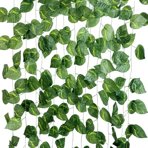 Ribelli 12 guirnaldas artificiales de hiedra, aprox. 230 cm, plantas artificiales, hojas verdes, planta artificial, hiedra artificial, longitud total de 27,6 m, decoración de pared