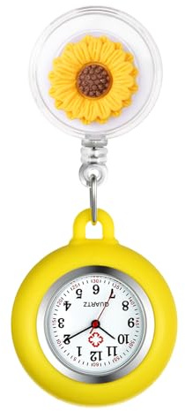 Avaner Krankenschwesteruhr Blumen Design Silikon: Schwesternuhr mit Clip Pin Pflegeruhr FOB Uhr Analog Quarzwerk Ansteckuhr Ausziehbare Krankenschwester Uhr für Doktor Arzt Medical Person