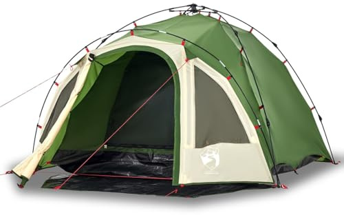 Tienda de campaña HOMELEN cúpula para 3 personas, color verde, de liberación rápida, resistente al agua, de poliéster, construcción rápida, con cubierta para exteriores