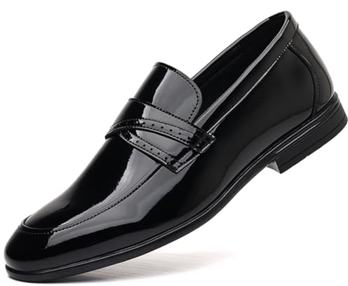 TvzsiY Zapatos de Formales para Hombre Zapatos de Vestir Sin Cordones Modernos para Negocios Bodas Y Eventos para Fiestas y Negocios Informales,Negro,43 EU