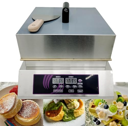 Electric Pancake Maker with Dual Heads, Non-Stick Copper Plates for Waffles, Dorayaki, and Souffles