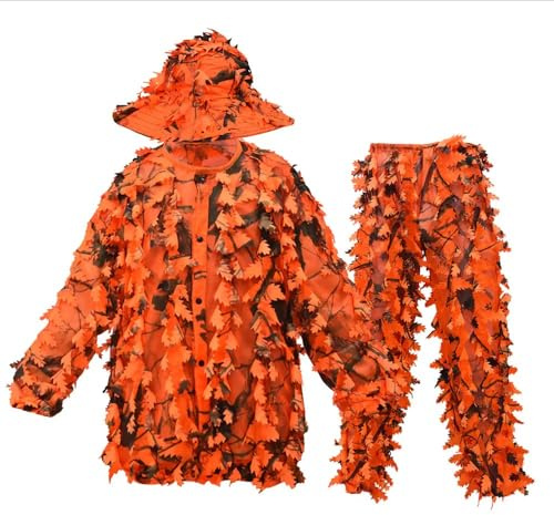 SDYAYFGE Conjunto De Traje Ghillie 3D Leafy,Traje Ghillie Traje De Camuflaje 3D Realista Ligero Transpirable para Caza Airsoft Fotografía Naturaleza Camping Y Actividades De Sigilo