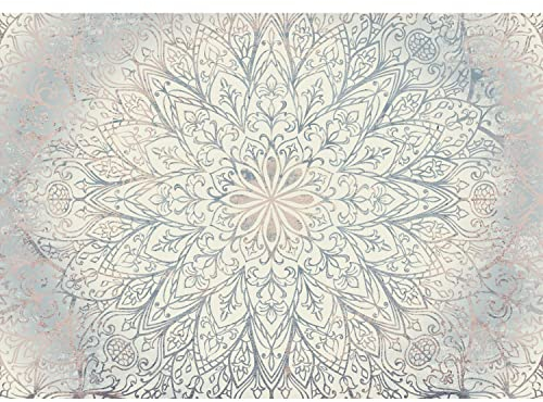 Runa Art Papier peint intissé Mural Mandala Orientalisch Moderne Toison Salon Chambre à Coucherr Salle - Tableaux Muraux Tapisserie Photo - Blau Beige Weiss 9286010a
