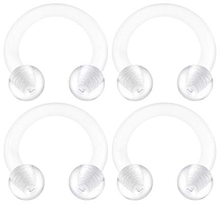 KJM FASHION 4 STK Durchsichtig Bioflex Banane Ohr 1,2mm 16g Ohrringe