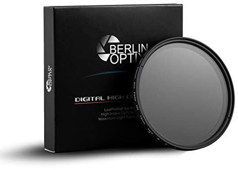 Berlin Optix Variabler ND Filter 82 mm ∙ ND2 400 Graufilter 82 mm ∙ Dämmt wirkungsvoll einfallendes Licht ∙ Perfekt für Landschaftsfotografie und Architektur Aufnahmen