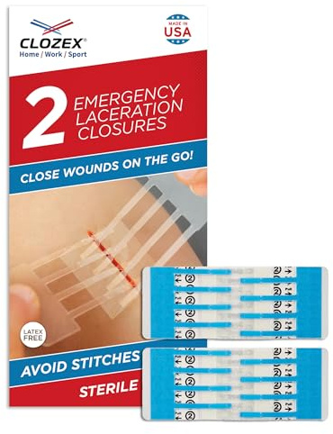 Clozex Emergency Laceration Closure Only- Close Wounds Without Stitches with This Surgical-Grade Skin Device. Available in 3 Variations for Wounds up to 1.0” or 3.5”. Life Happens, Be Ready!