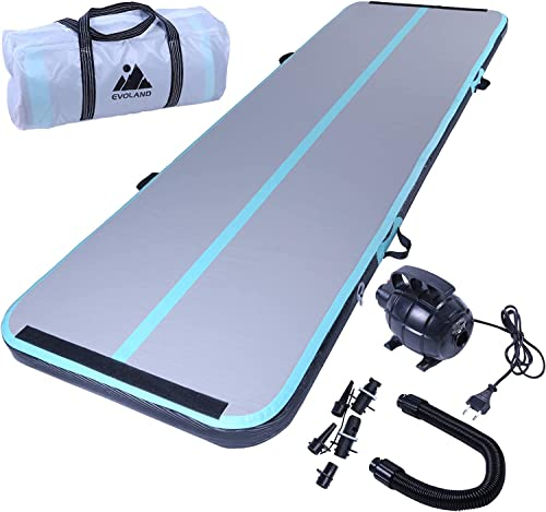 EVOLAND 3M Gymnastikmatte Tumbling Matte, 10cm dicke Luft Bodenübung Gymnastik Trainingsmatte Praxis für den Heimgebrauch, Strand, Park Übung Fitness, Blau