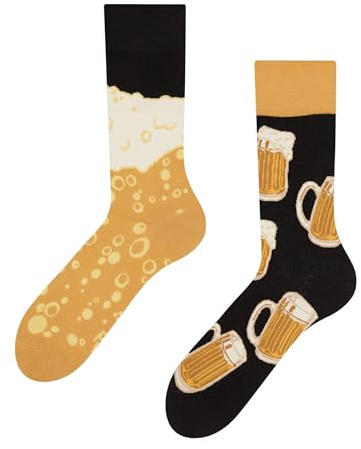 Dedoles Calzini Unisex Donna Uomo & Bambini Calze Cotone con tanti Design divertenti sinistra destra diversi, colore: Nero, disegno: Birra alla Spina, taglia: 39-42