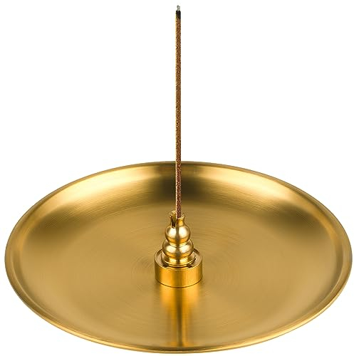 SLKIJDHFB 3 in 1 Incense Holder, Brass Stick Incense Burner with 5.51 Inch Alloy Ash Catcher Suitable for Stick Coil Cone Incense, Ideal for Yoga Room, Meditation Room and Living Room